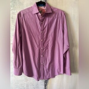 ROBERT GRAHAM Purple Pinstripe Button Down Shirt, S